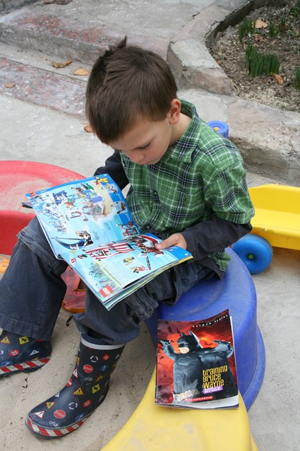 Reading on his birthday 2007