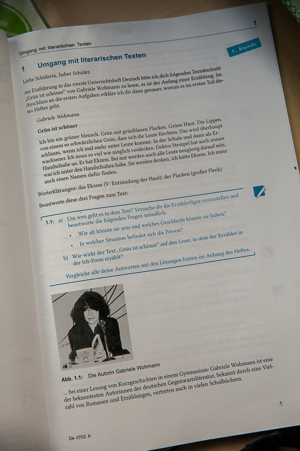 Zweites Unterrichtsheft Deutsch, 7. Klasse