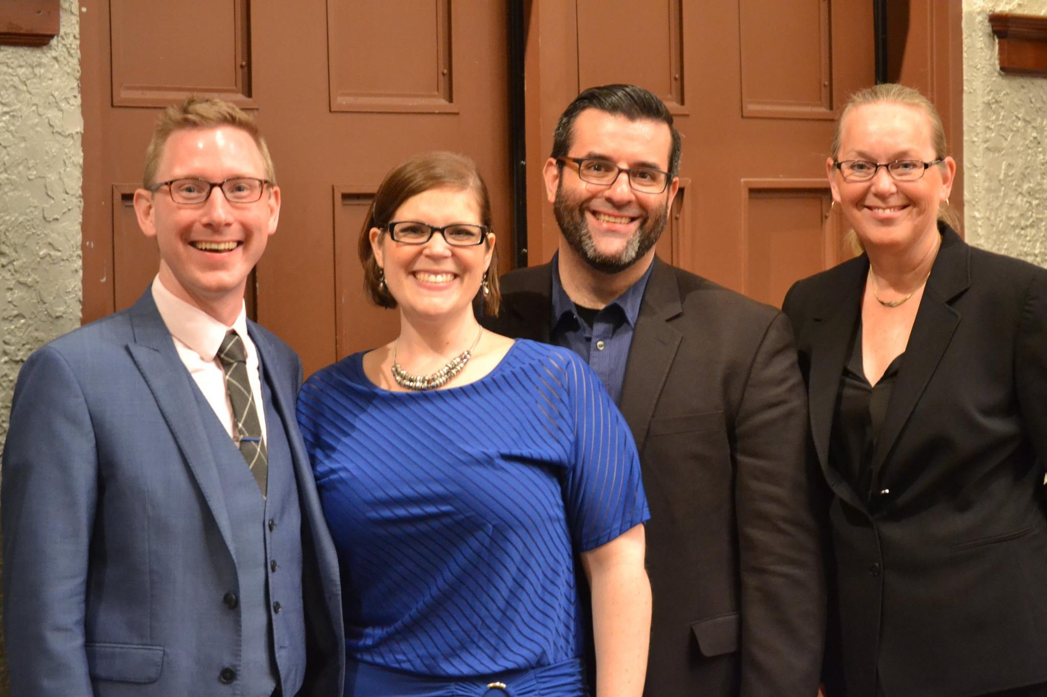  The composer with soloists Ben and Jackie McIlwain and conductor Catherine Rand after the premiere performance of Symphony No. 2 