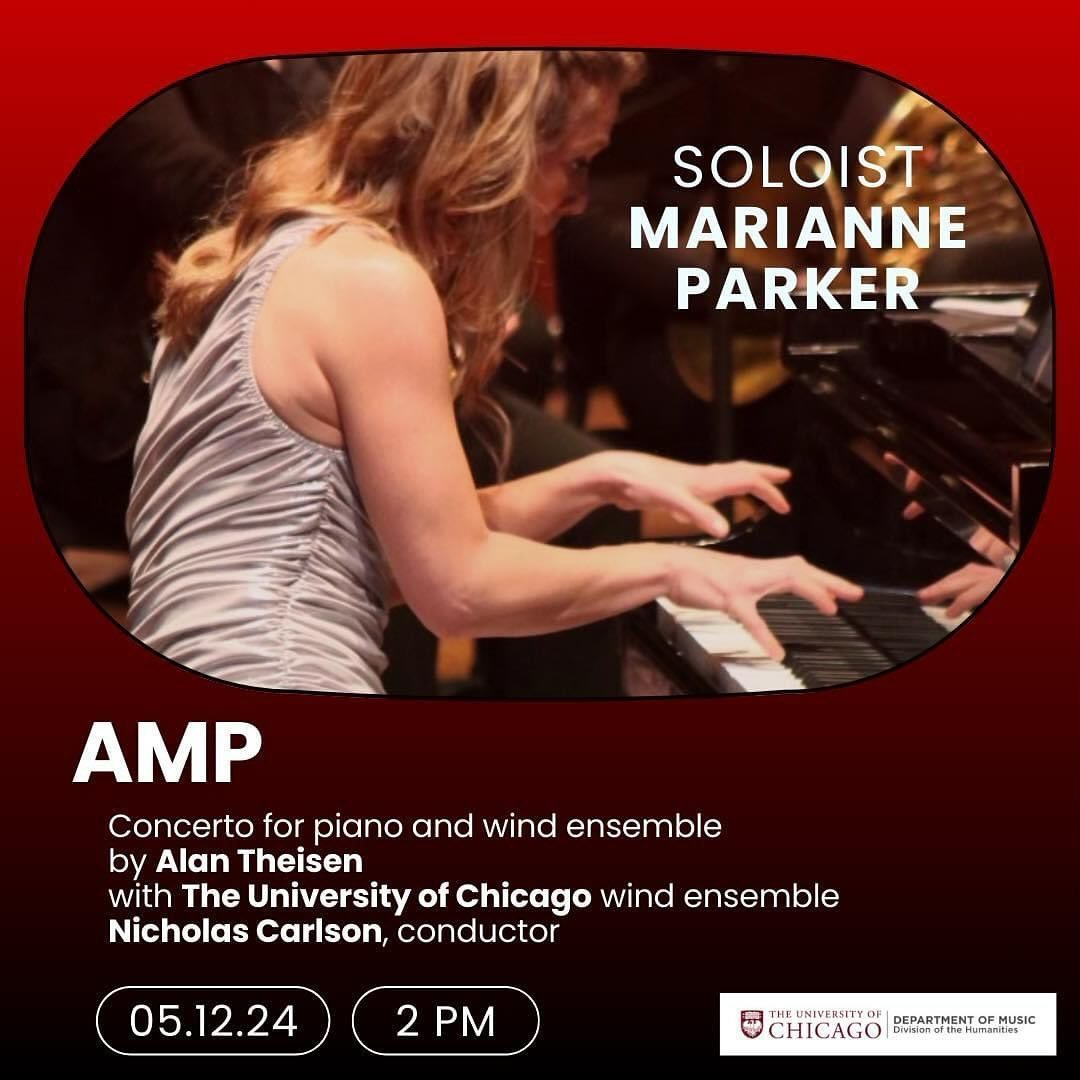 TWO WEEKS FROM TODAY Marianne Parker gives the second performance of my piano concerto, AMP, with the University of Chicago Wind Ensemble directed by Nicholas Carlson!
🔥🎹🔊
#AmpItUp @mrrrranne @nicholasjcarlson #piano #pianoconcerto #windensemble #