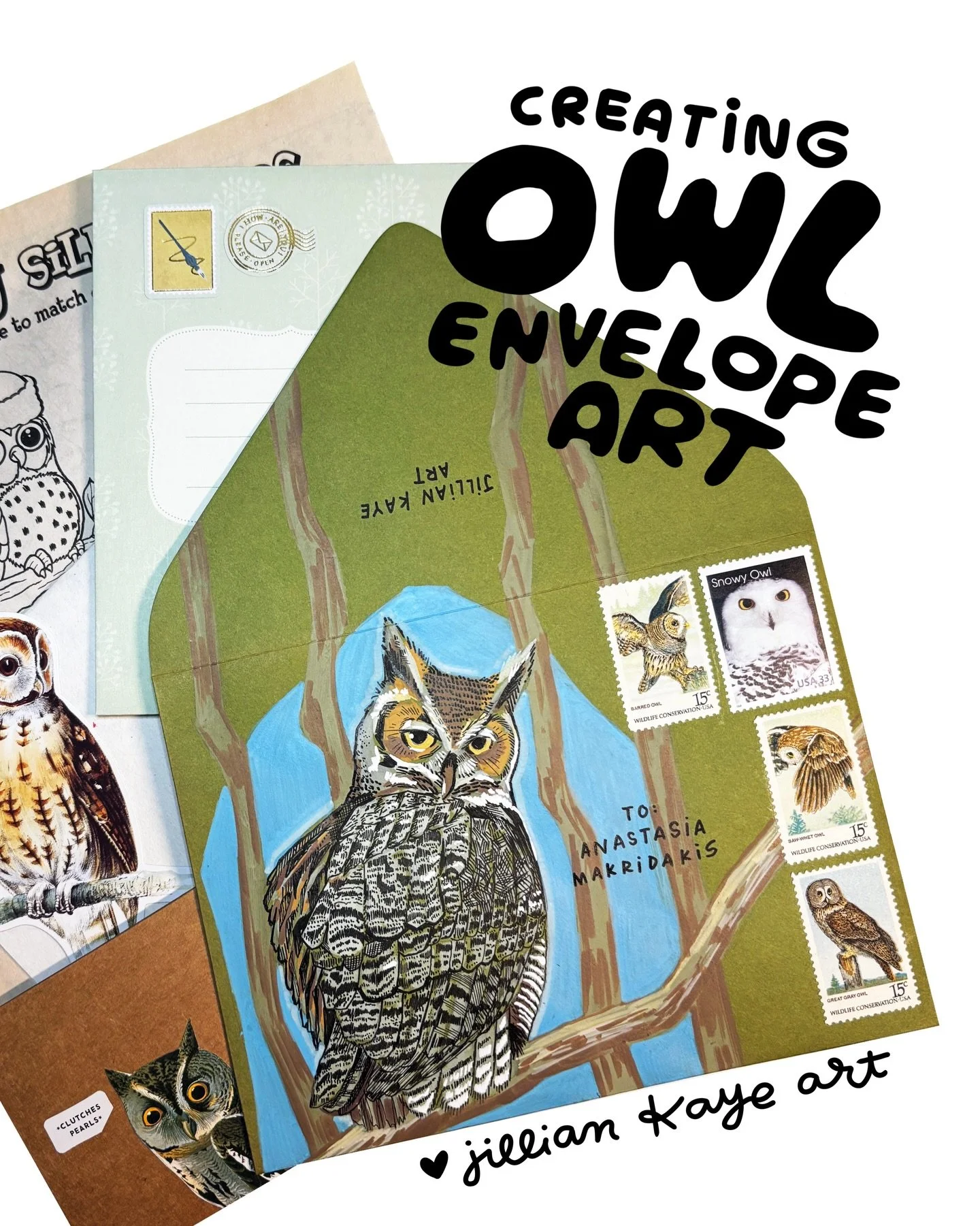 Envelope art can be a real hoot 🦉

🎨: @nicetypen acrylic paint pens, @sakuraofamerica white Gelly Roll &amp; Pigma fine liners on a @papersource A7 envelope 

#owl #hornedowl #snailmail #envelopeart #art
