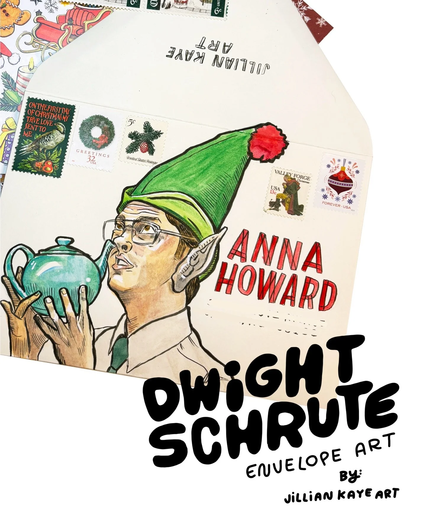 Yaaaaaaankee swap! 🎁 #TheOffice 
What TV holiday episodes do you have to watch this time of year? The Office and Community episodes always make me happy. 

#snailmail #mailart #christmas #dwightschrute #tv