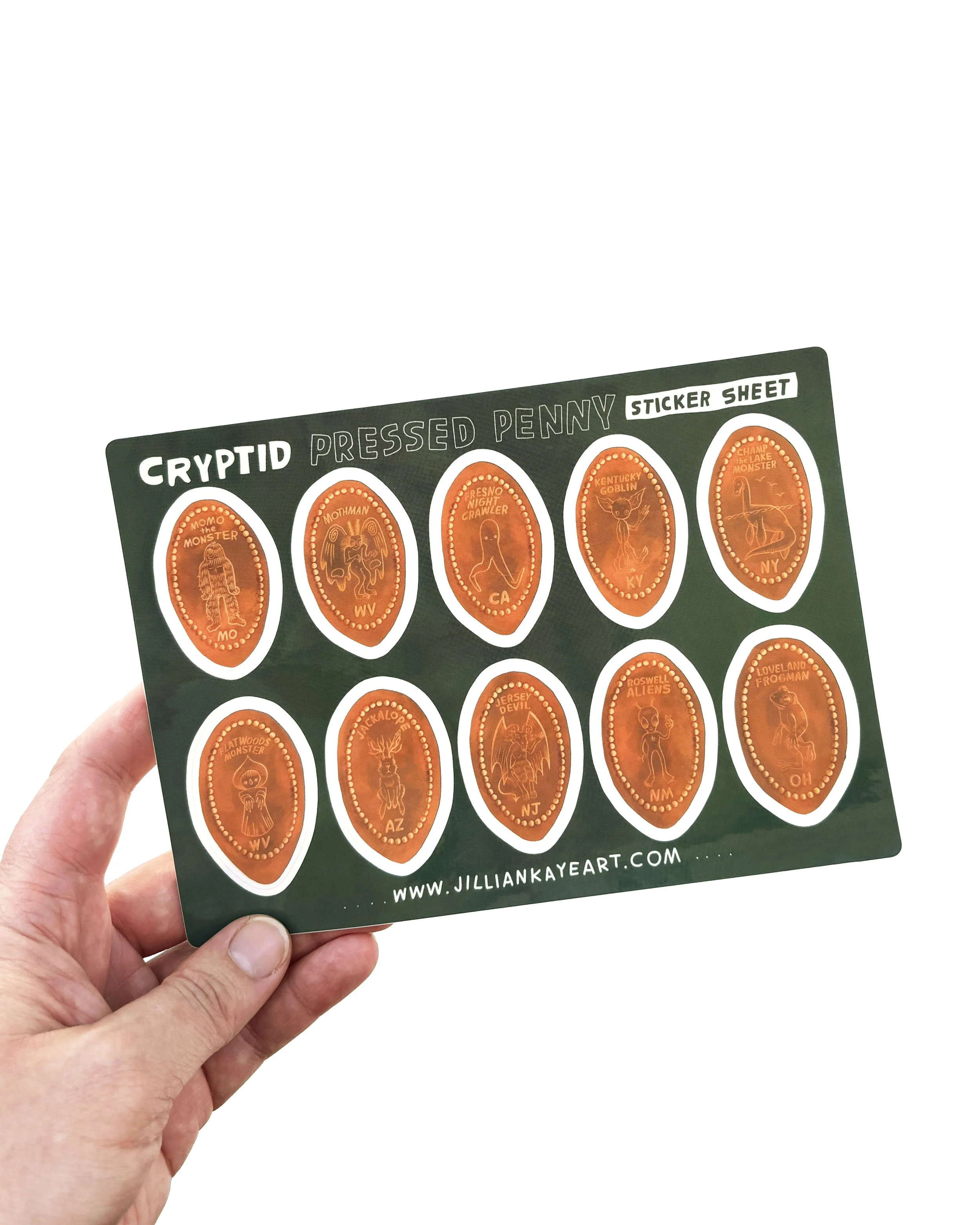 Cryptid Pressed Pennies | 5x7 Sticker Sheet