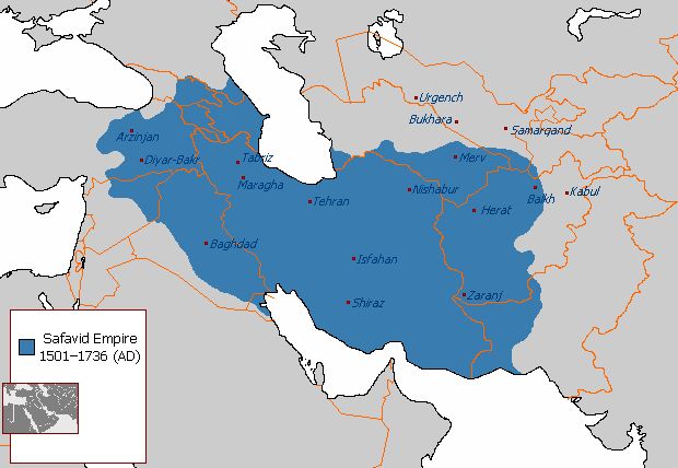 Greatest expansion of the Safavid Empire, via Wikipedia .