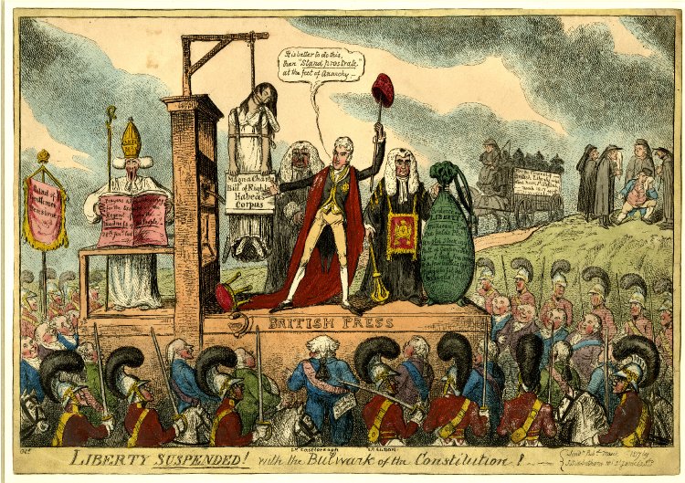 Liberty suspended! with the bulwark of the constitution! (1817); for a detailed explanation of this cartoon, visit the British Museum website .