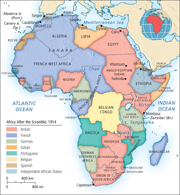 Post-Scramble for Africa, via Histories of Dreams and Catastrophe . (Know what Atlas this map is from? Let us know !)