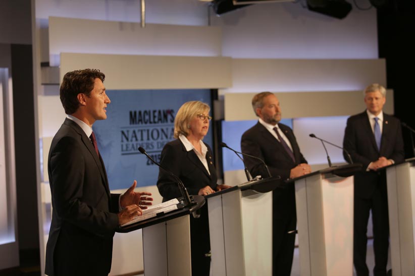 A picture of Maclean's recent Leaders Debate.