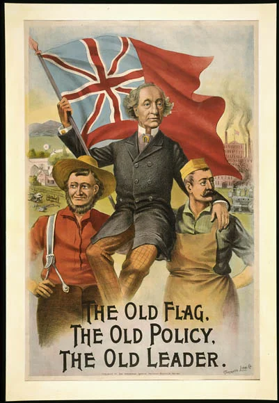 A Conservative campaign poster from 1891, via Library and Archives Canada . 