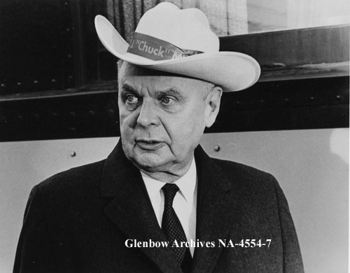 Prime Minister John Diefenbaker campaigning in Calgary, via Glenbow Archives .