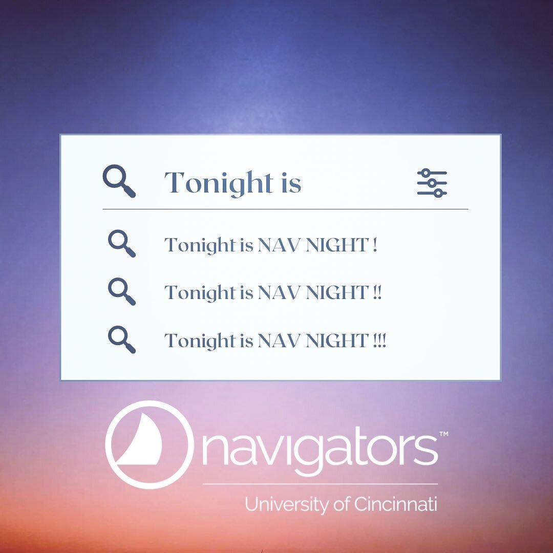 In case you were wondering what night it is - it&rsquo;s Nav Night!!!
We will meet in Lindner 0060 at 7:30pm, and afterwards we&rsquo;ll be heading to Adriaticos for some pizza, on us. Grab a friend and come on down, we can&rsquo;t wait to see you to