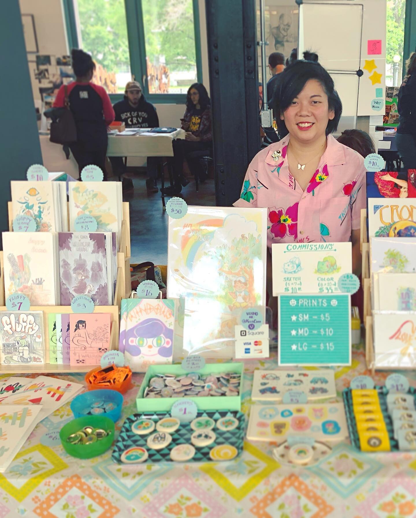 Well, I had wanted to make a bunch of copies of everything and set up a little zine table in my house for @pikespeakzinefest this weekend, but with all the planning things involved, that didn&rsquo;t happen 😅. So here&rsquo;s my table at @denverzine