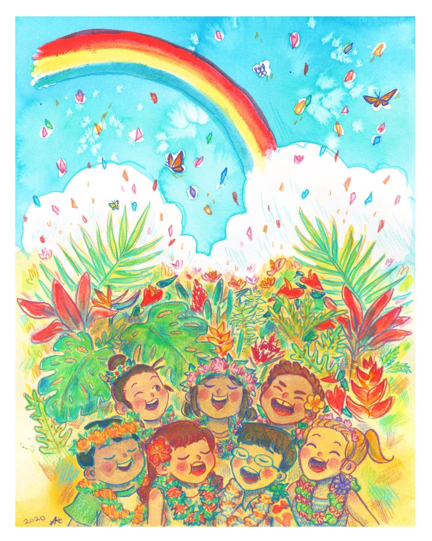 May Day is Lei Day in Hawaii, as they say!  Today is the online opening for @umitoyshawaii&rsquo;s Lei Day show that will be running all month! 🌿☀️🌺🌈
My piece, &ldquo;Song for the King&rdquo;, was inspired by my childhood memories of school May Da