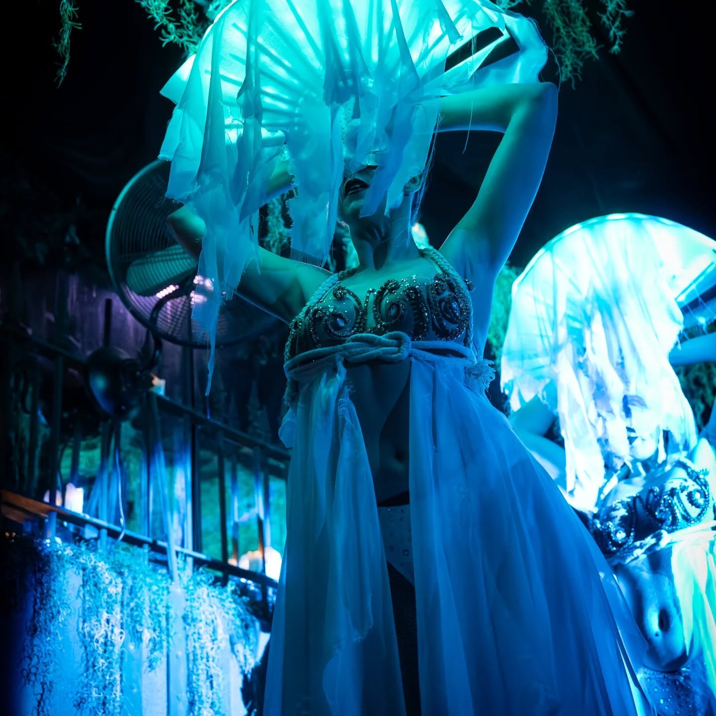 Are we the only ones missing Halloween?... 
A last picture of our beautiful night at @theobscuredistillery before trading our whimsical looks for the holiday dazzle! ✨️💖

#showgirllife #eventplanners #holidayseason #Halloween #swampsirens