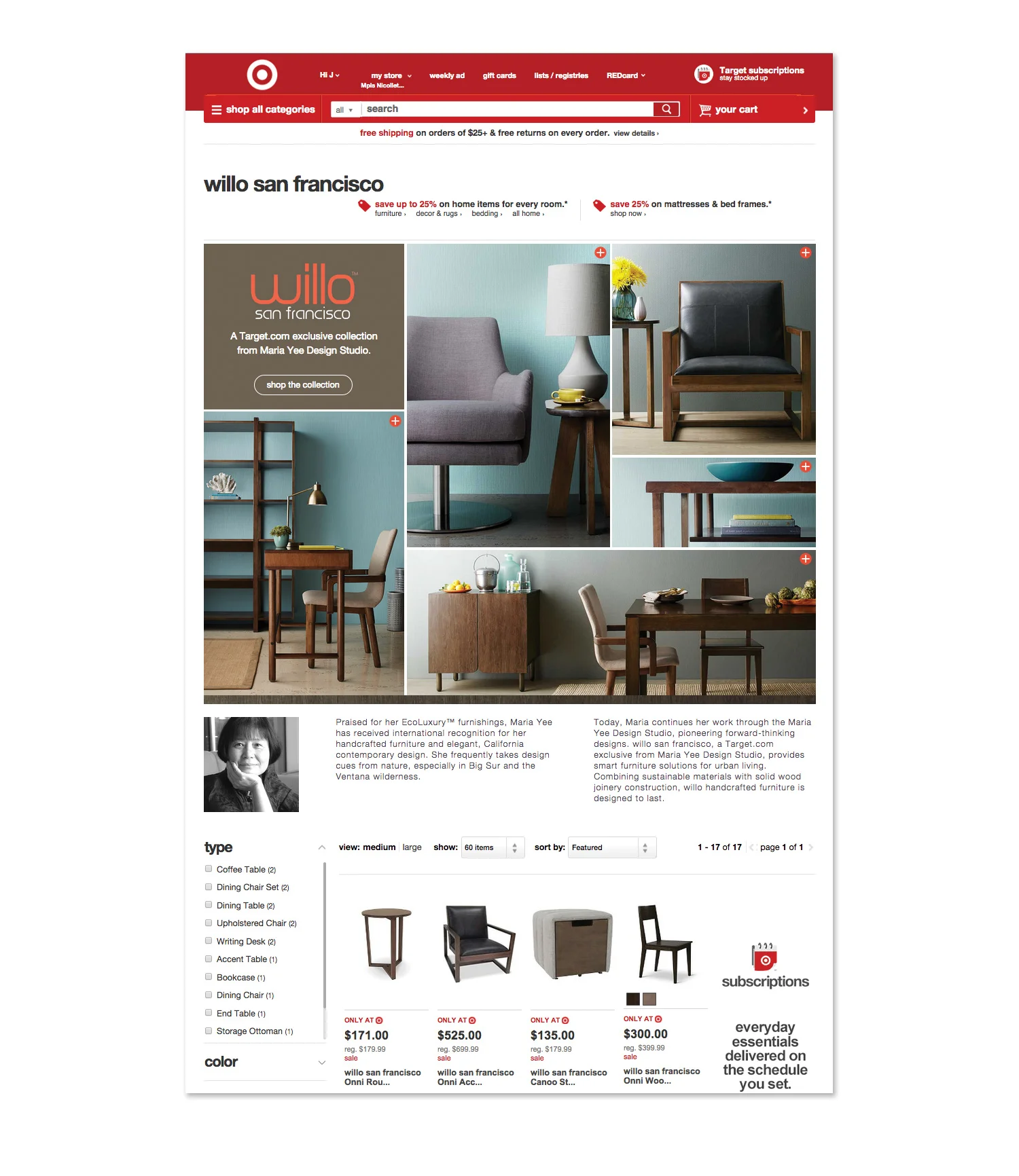 desktop hub page for willo san francisco on Target.com .