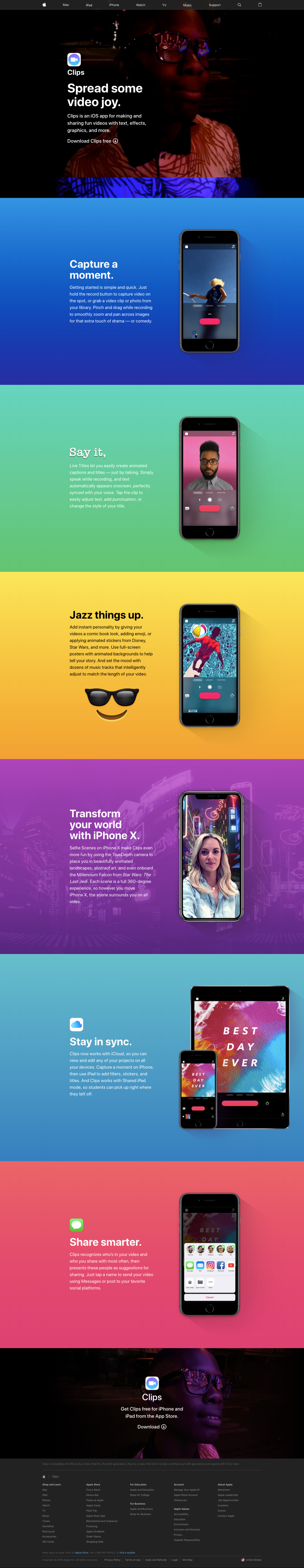 Apple Clips launch page