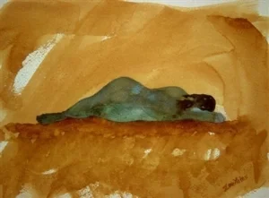 Summer Sleeping . 16 x 20 inches. Watercolor on paper. SOLD.