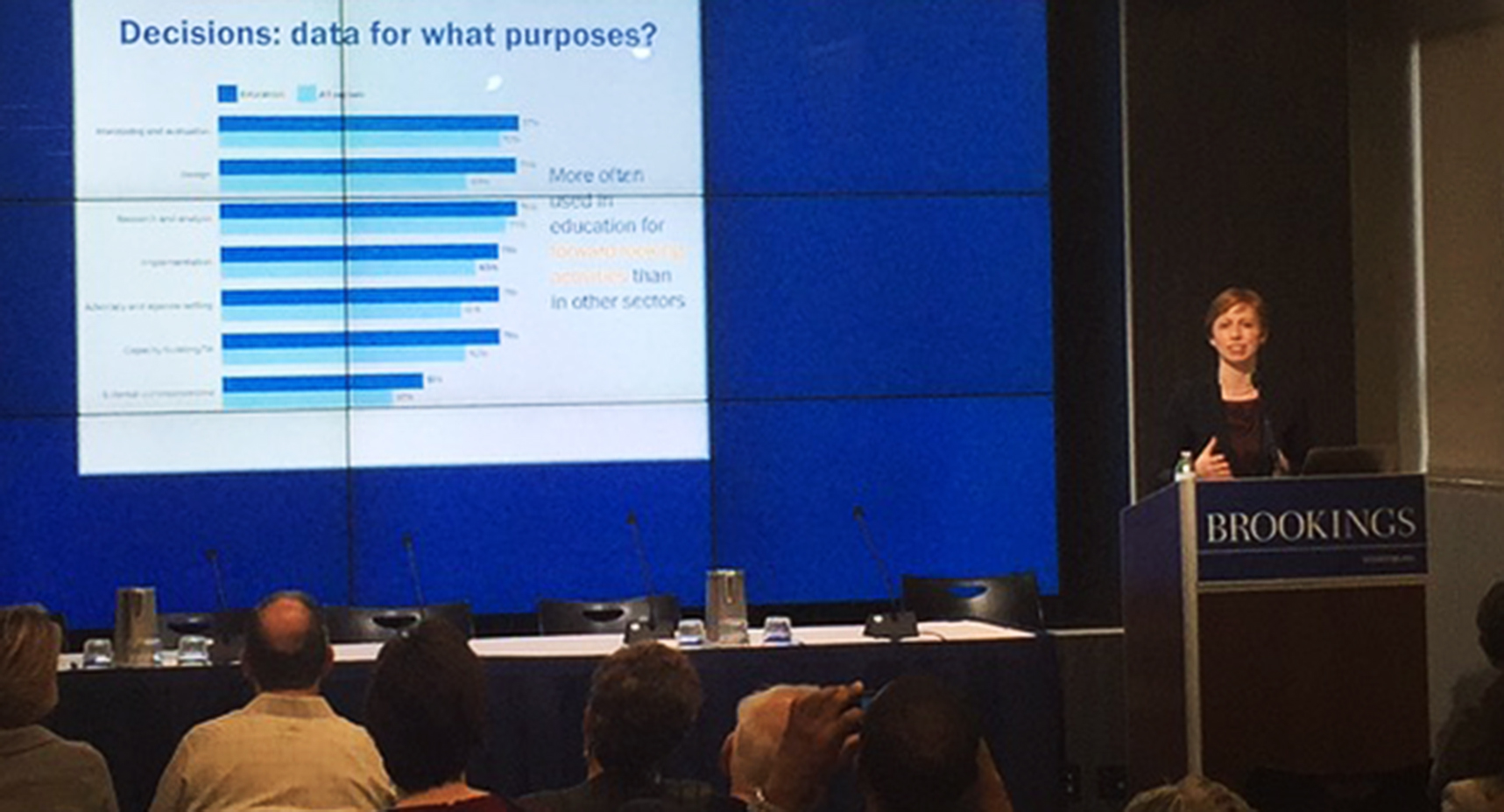 Samantha Custer speaks at the Brookings Institution on February 21, 2018.