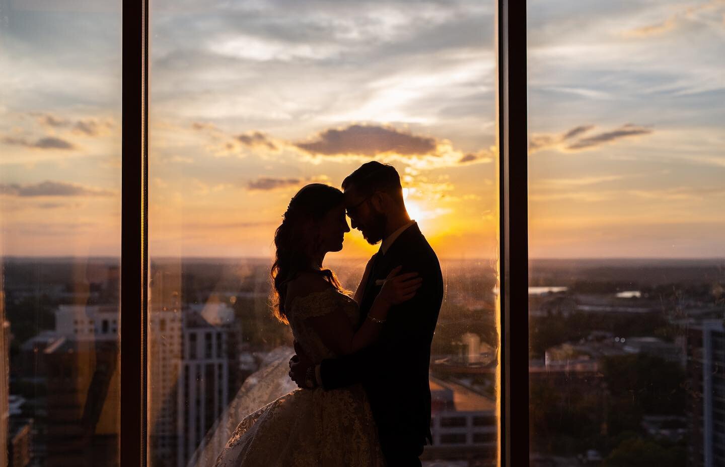 Catching the last bit of sun and the last few minutes of alone time for the day 🌇 
//
#leggybirdphotography #sunset #citysunset #silhouette #brideandgroom #weddingphotography #georgiawedding #atlantaweddingphotographer #atlantaweddings #thepeachtree