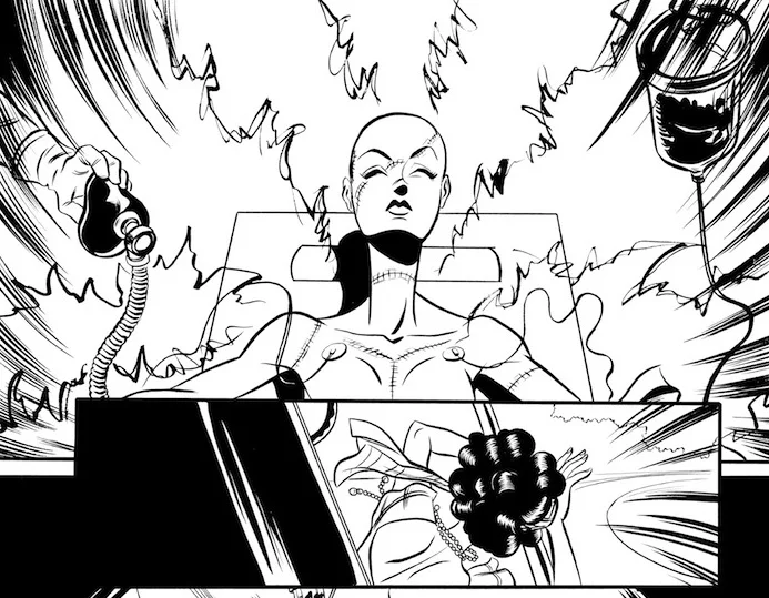 Power to the monster! Two panels from Madame Frankenstein #1.