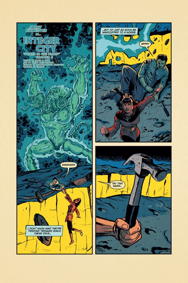 Opening page from "Integer City" chapter 6, the big finale, coming in Dark Horse Presents #35, April 16.