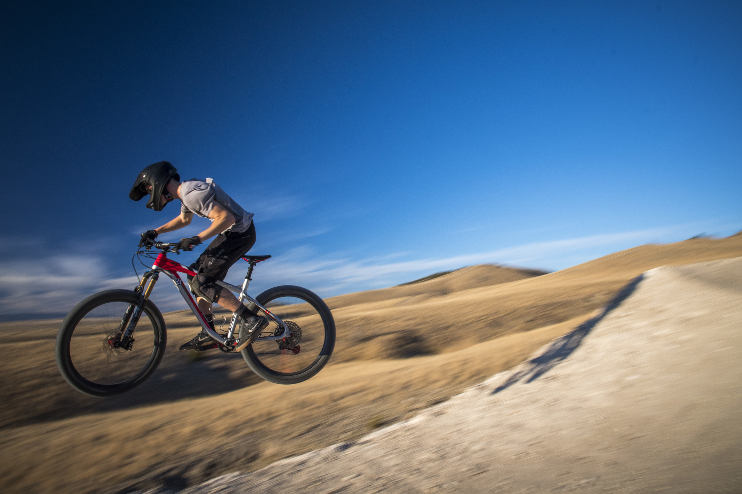  Sending a gap jump at Copper City Trails, Three Forks, Montana 