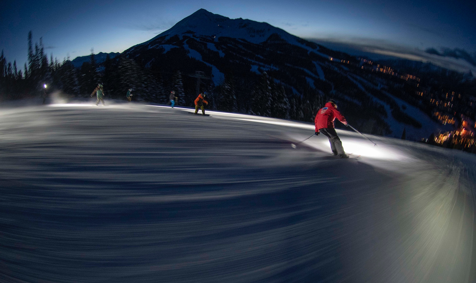  Big Sky Resort has reinvented night skiing using headlamps - crazy fun! 