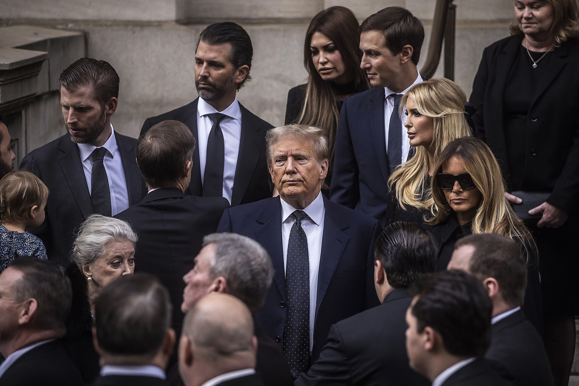  Former President Donald Trump and members of his family attend the funeral of his sister Maryanne Trump Barry. New York NY 