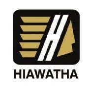 Hiawatha Logo, Black Rectangle with Stylized H and Abstracted Native American Face.