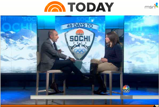 Caitlin being interviewed by Matt Lauer on Today Show, December 19, 2013 regarding who appointment by President Obama as a member of the Sochi 2014 delegation for the United States.