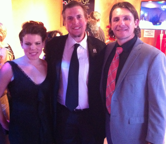 Brant Feldman in the center flanked by clients Olympic medalists, Caitlin Cahow (US - Women's Hockey) and Tony Azevedo (US - Men's Water Polo) at the 2014 Golden Globe Awards.
