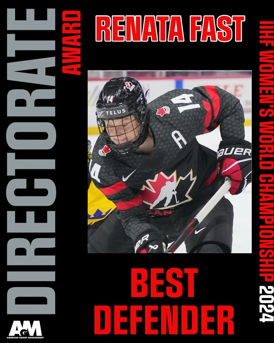 Renata Fast - Best Defender and Media All Star Team at 2024 IIHF Women's Worlds