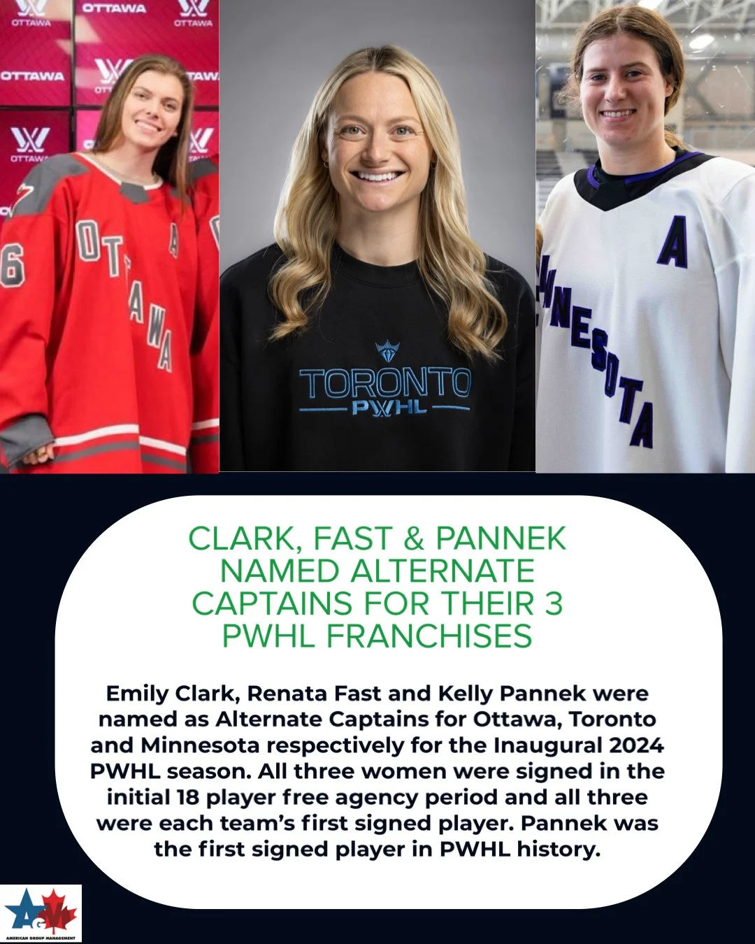Clark, Fast &amp; Pannek named Alternate Captains in Ottawa, Toronto &amp; Minnesota
