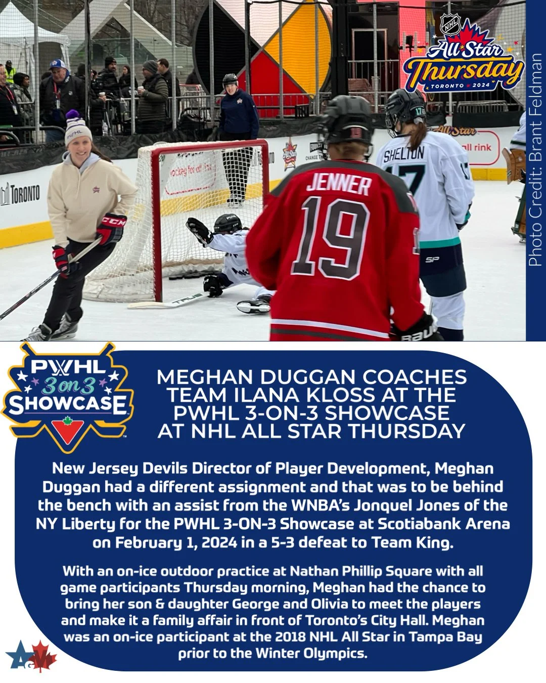 Meghan Duggan coaches Team Ilana Kloss at PWHL 3-ON-3 Showcase at NHL All Star Toronto