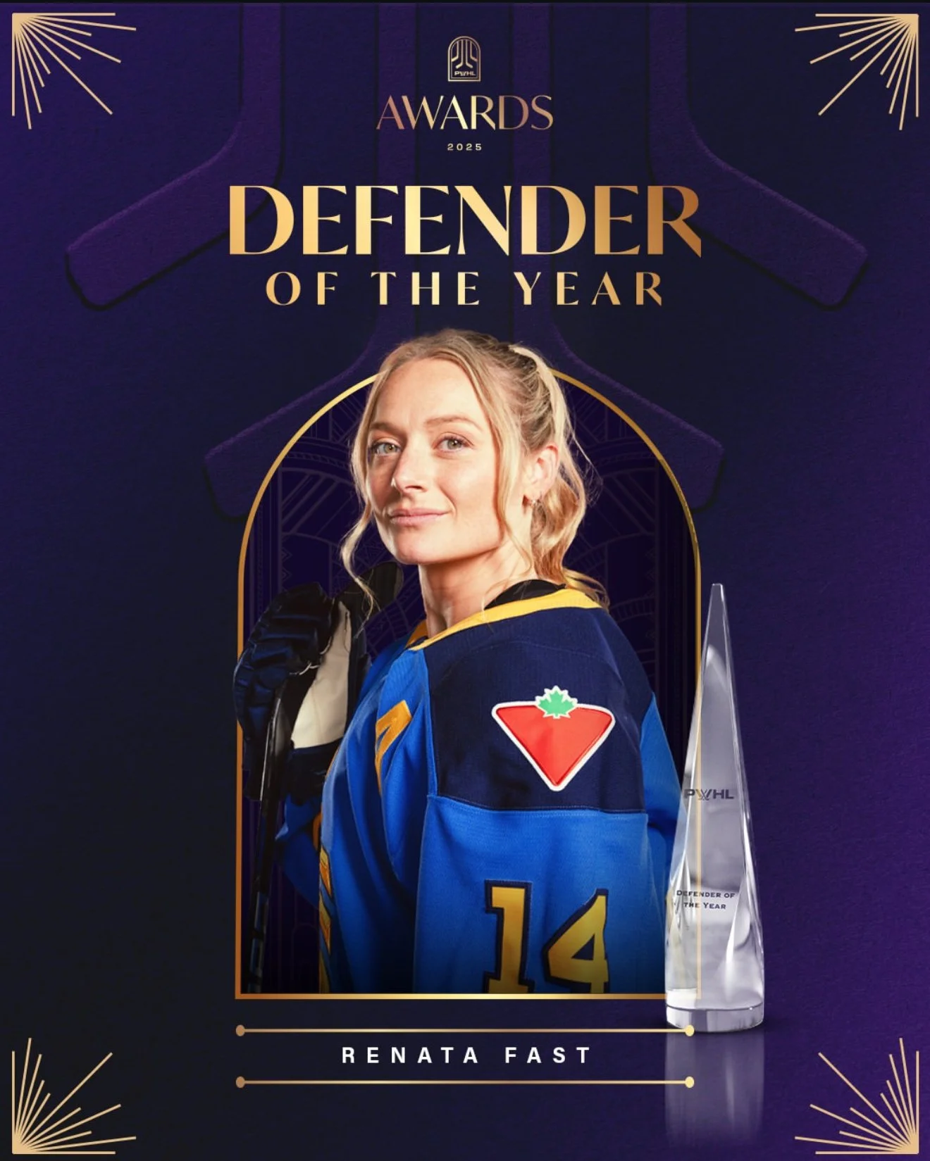 PWHL 2025 Awards - Defender of the Year - Renata Fast