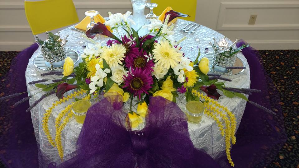 Bride and groom table top view