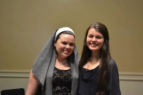 Ellie Richardson and Jenna Corcoran after the musical theatre performancs at NEC