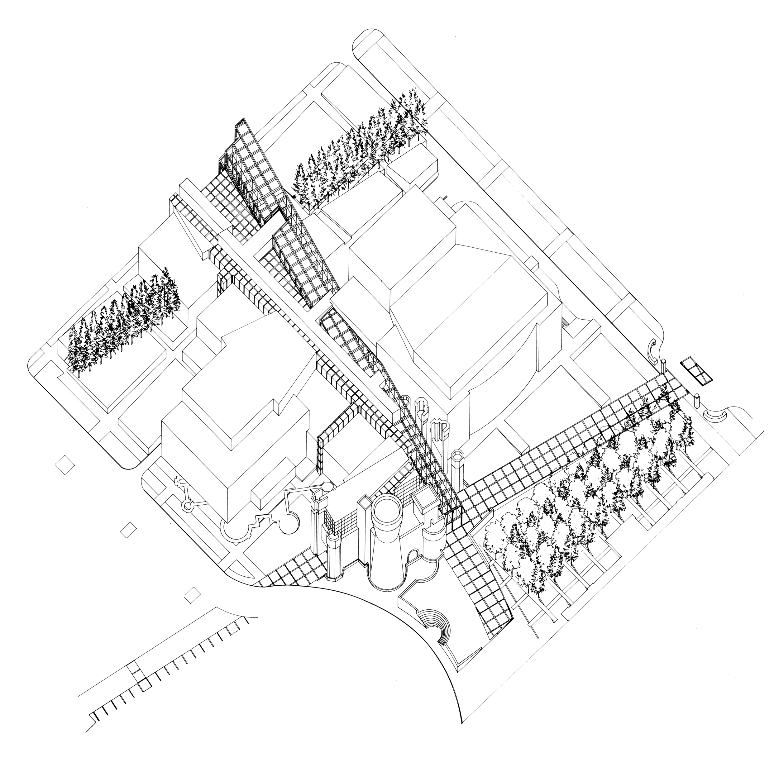 Wexner Center axonometric drawing