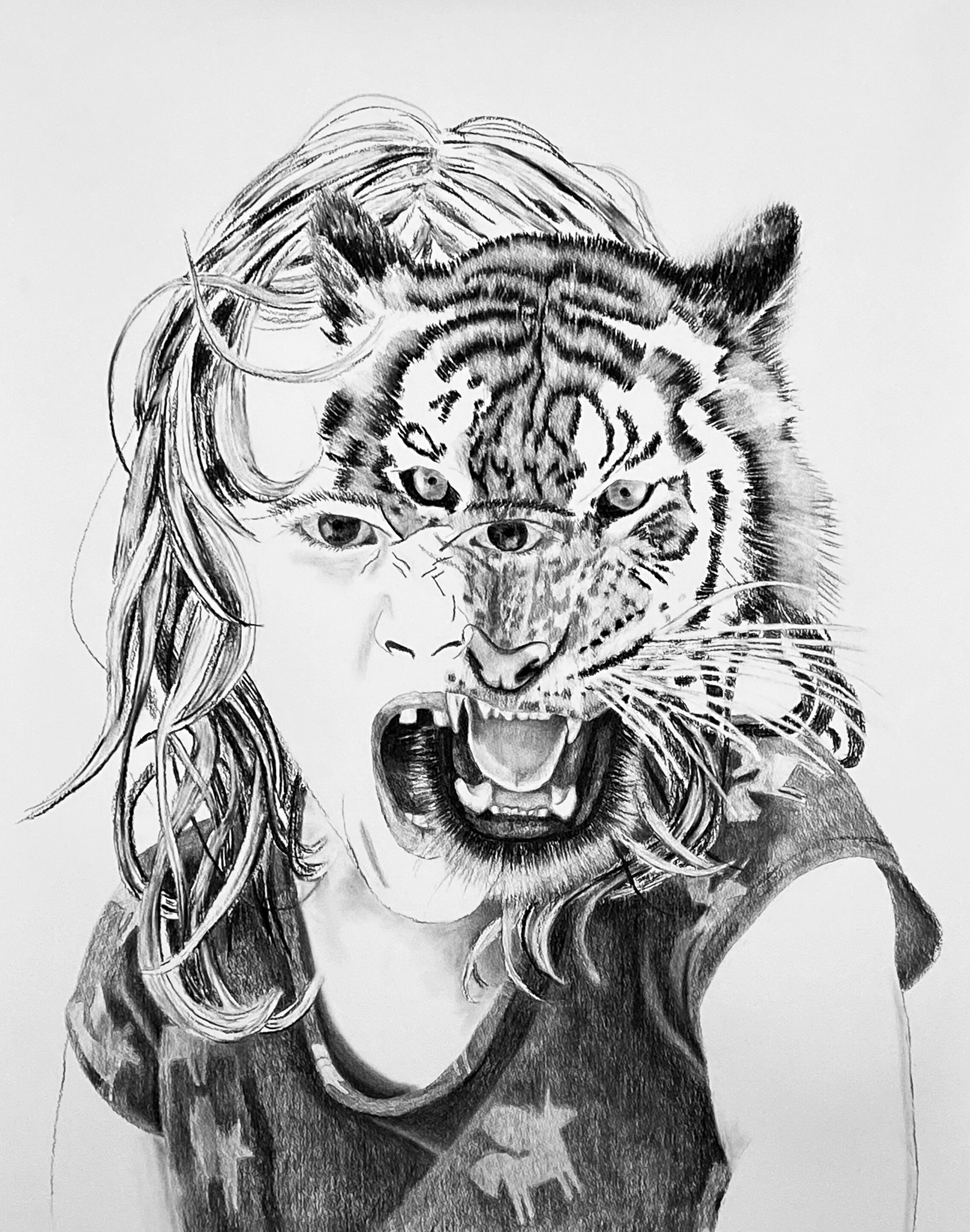   Untitled I (Kid Monster) , charcoal on paper, 30”x 38”, 2020 