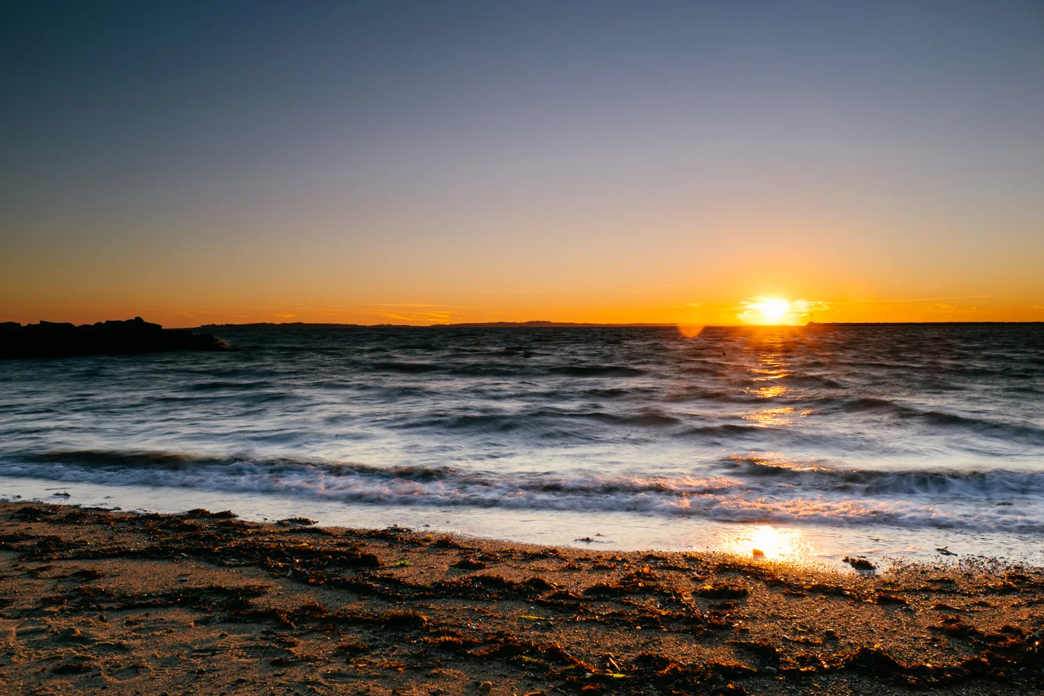 ...and sunset over Stonington Point