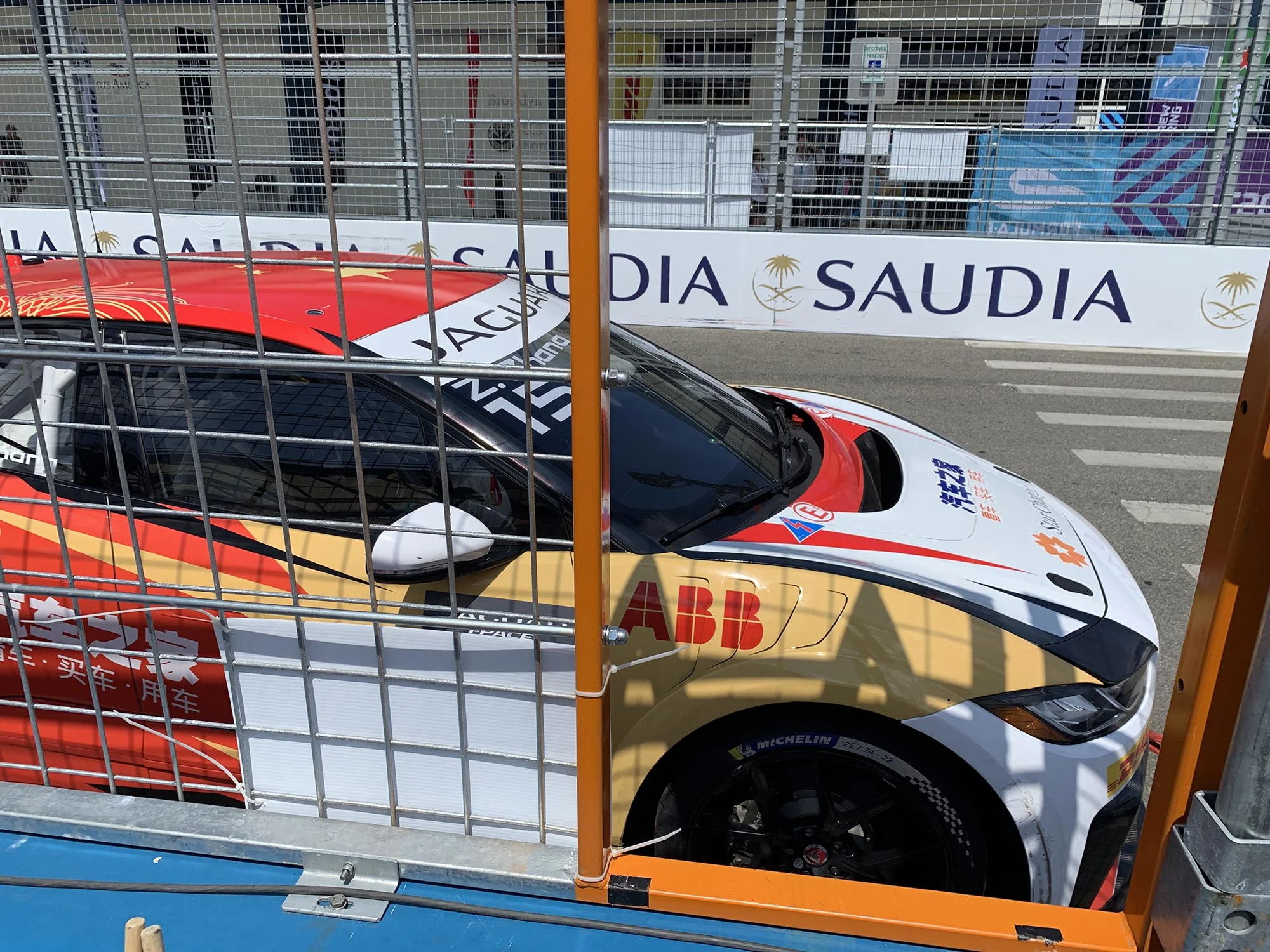 The Jaguar i-Pace support race cars would routinely stop right in front of me at race end