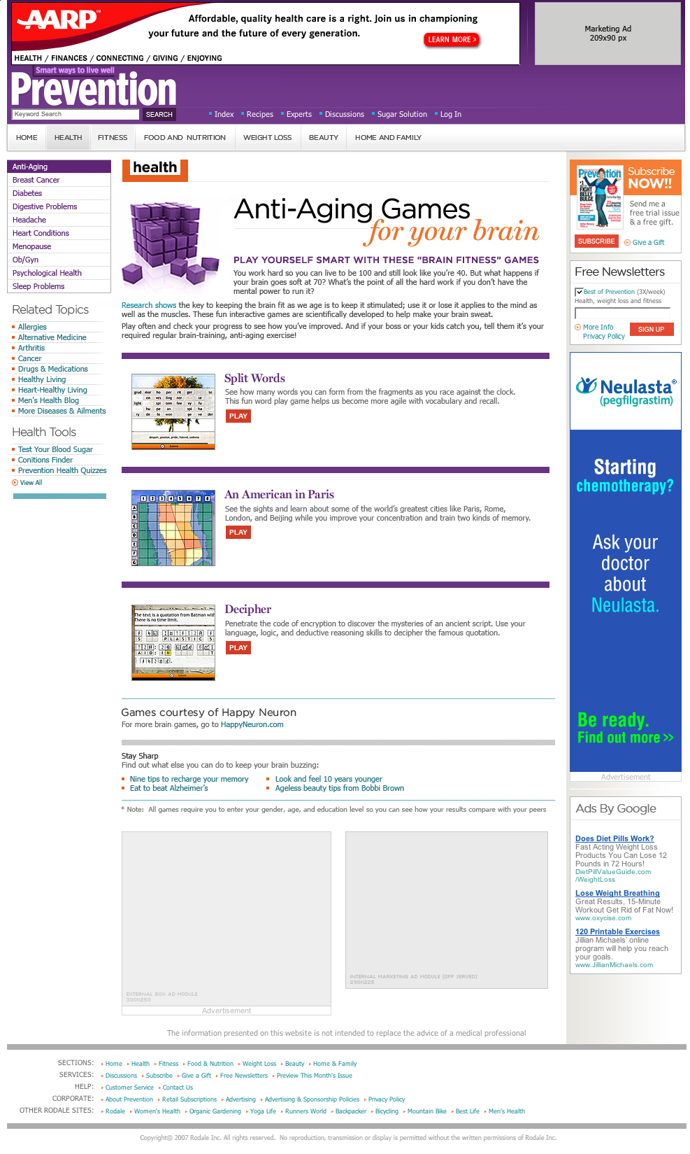Redesigned Prevention.com Website