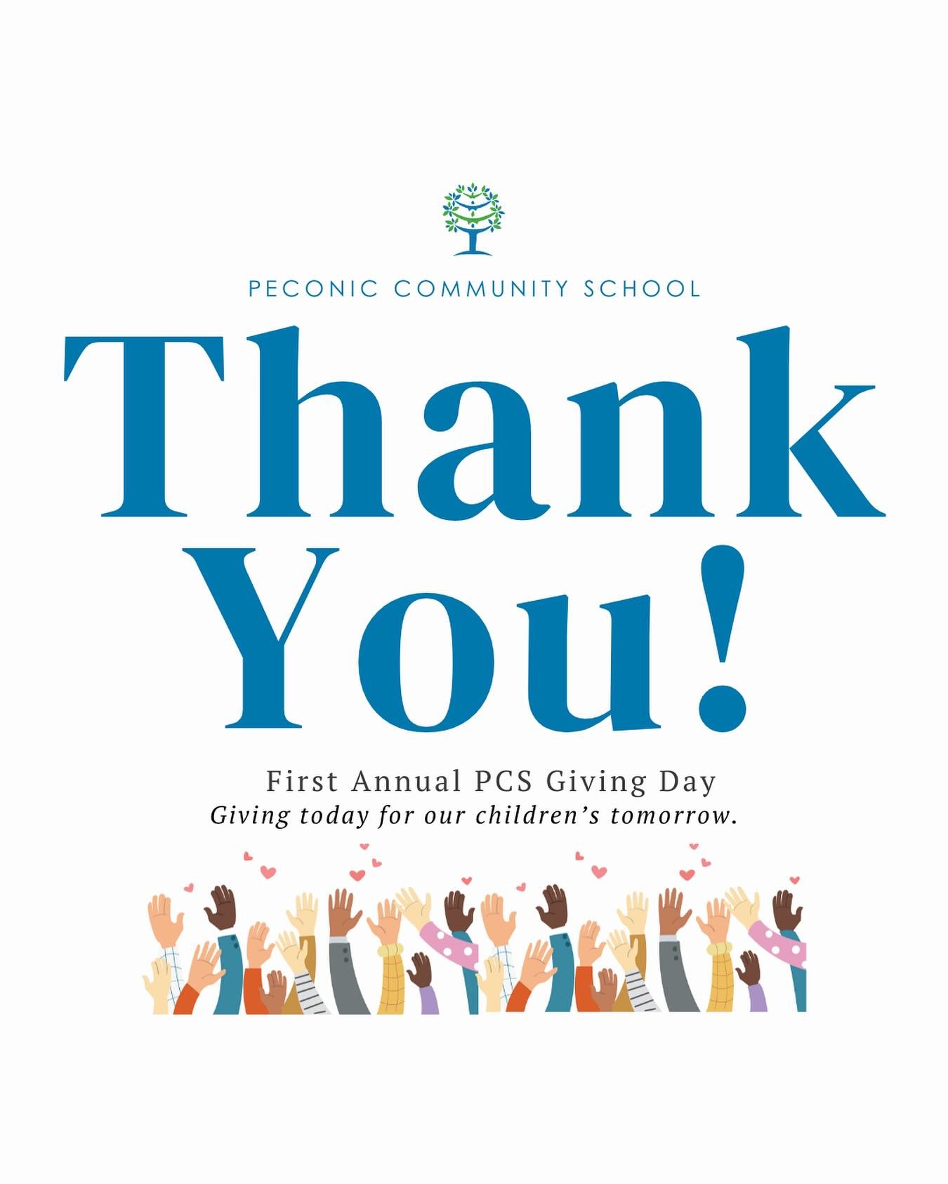 PCS Community!! THANK YOU!! ✨💫 Our first annual PCS Day of Giving was a tremendous success thanks to your enthusiastic support. We&rsquo;re thrilled to report that together, you made over 125(!!) gifts and raised nearly $15,000 for Peconic Community