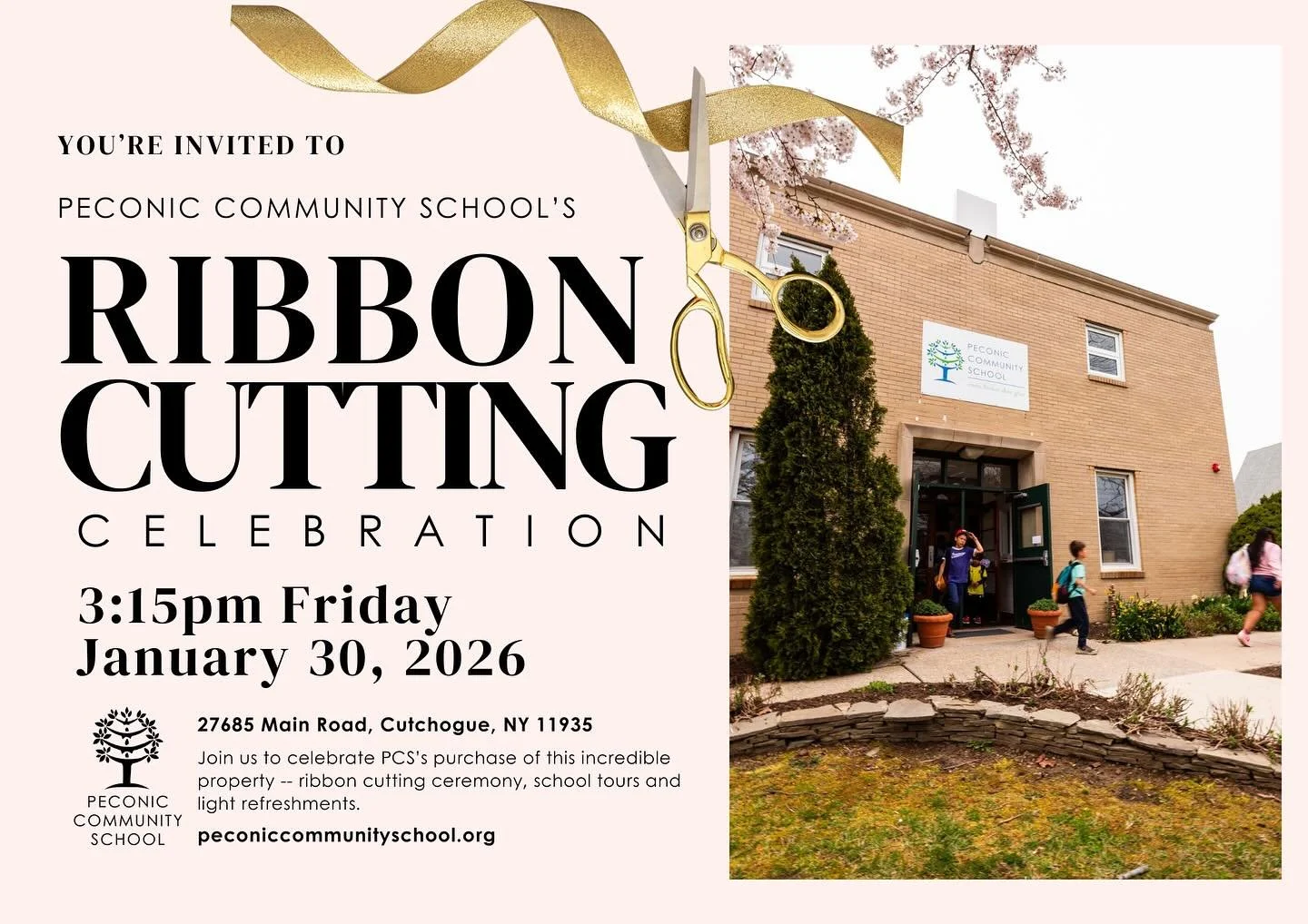 🎀✂️Celebrate this momentous milestone in PCS history with us &mdash; join us for a ribbon cutting ceremony and celebration to commemorate our new property ownership! We&rsquo;ve closed on the Cutchogue property, and we&rsquo;re ready to celebrate on