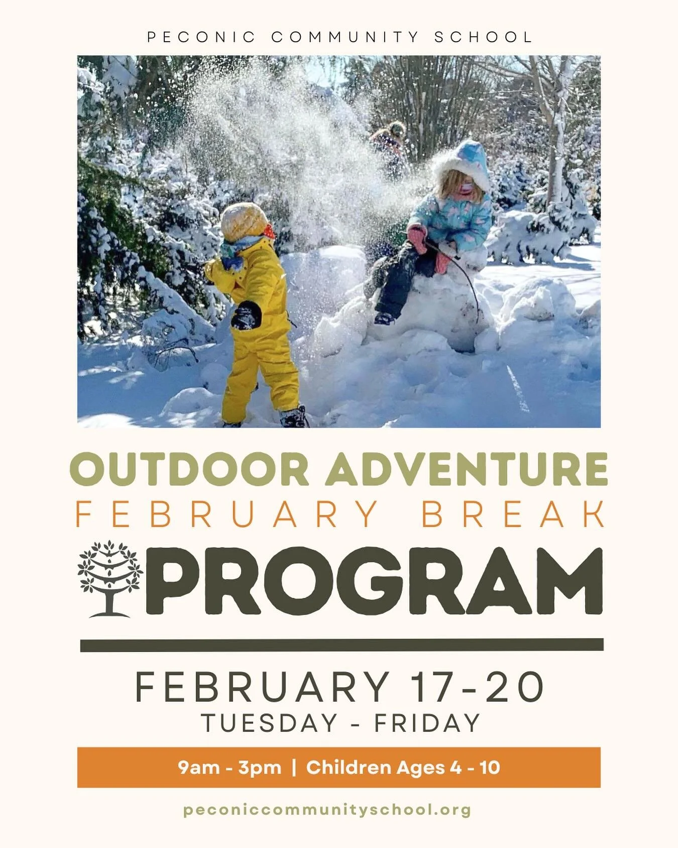 ❄️February Break Program at PCS &mdash; Tuesday, February 17th through Friday, February 20th, for children ages 4 -10. Spend the week with us, or drop in per day. 

Get ready for a frosty, fun-filled Winter Adventure! Bundle up and head outdoors to e