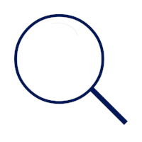 Navy blue magnifying glass icon