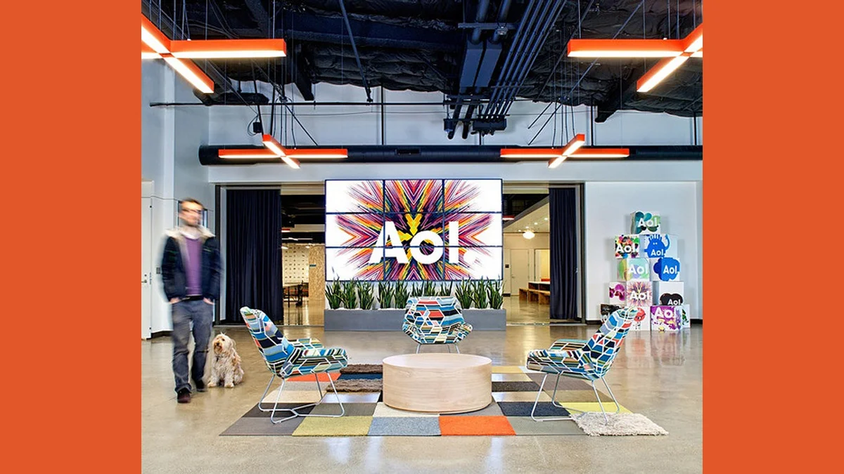 Animated Geometry brand canvas featured at AOL offices.