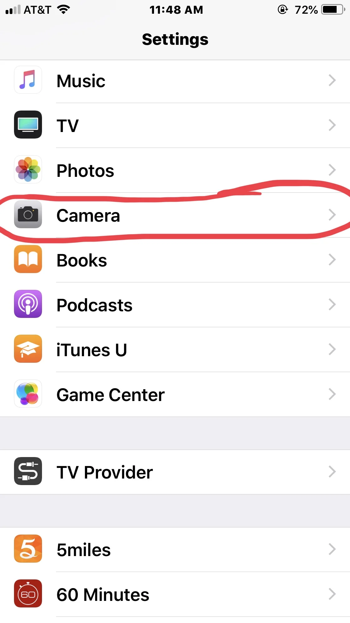 Tap on “Camera”