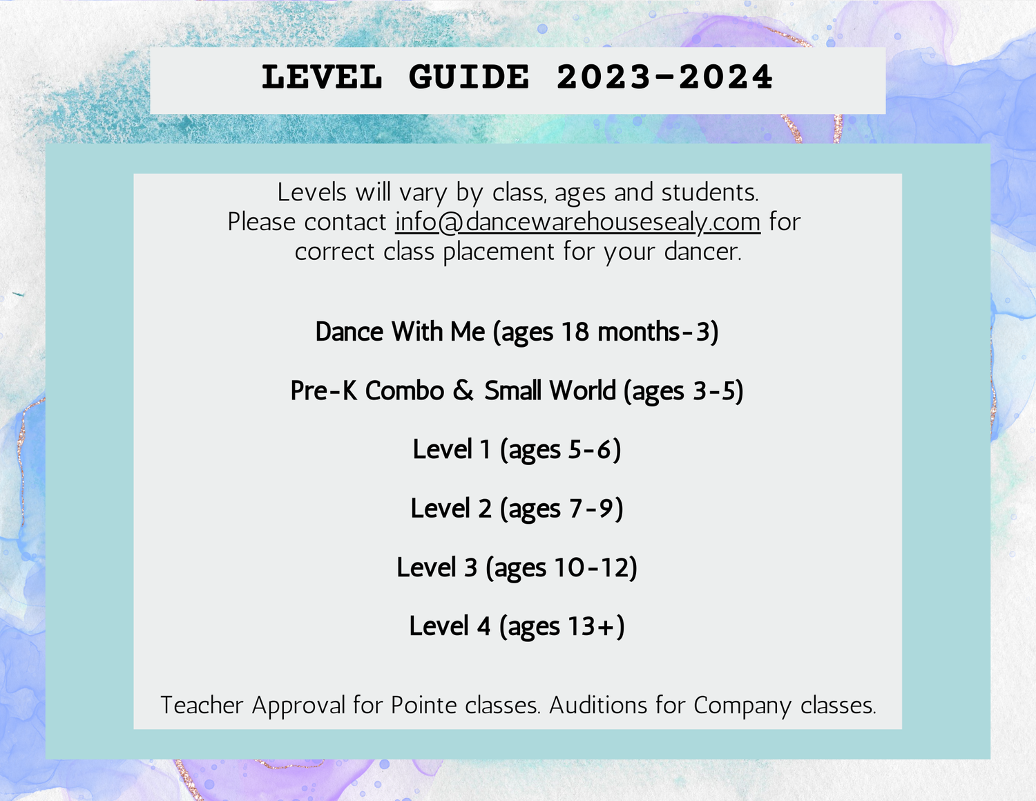 Class Descriptions & Level Guide — The Dance Warehouse of Sealy