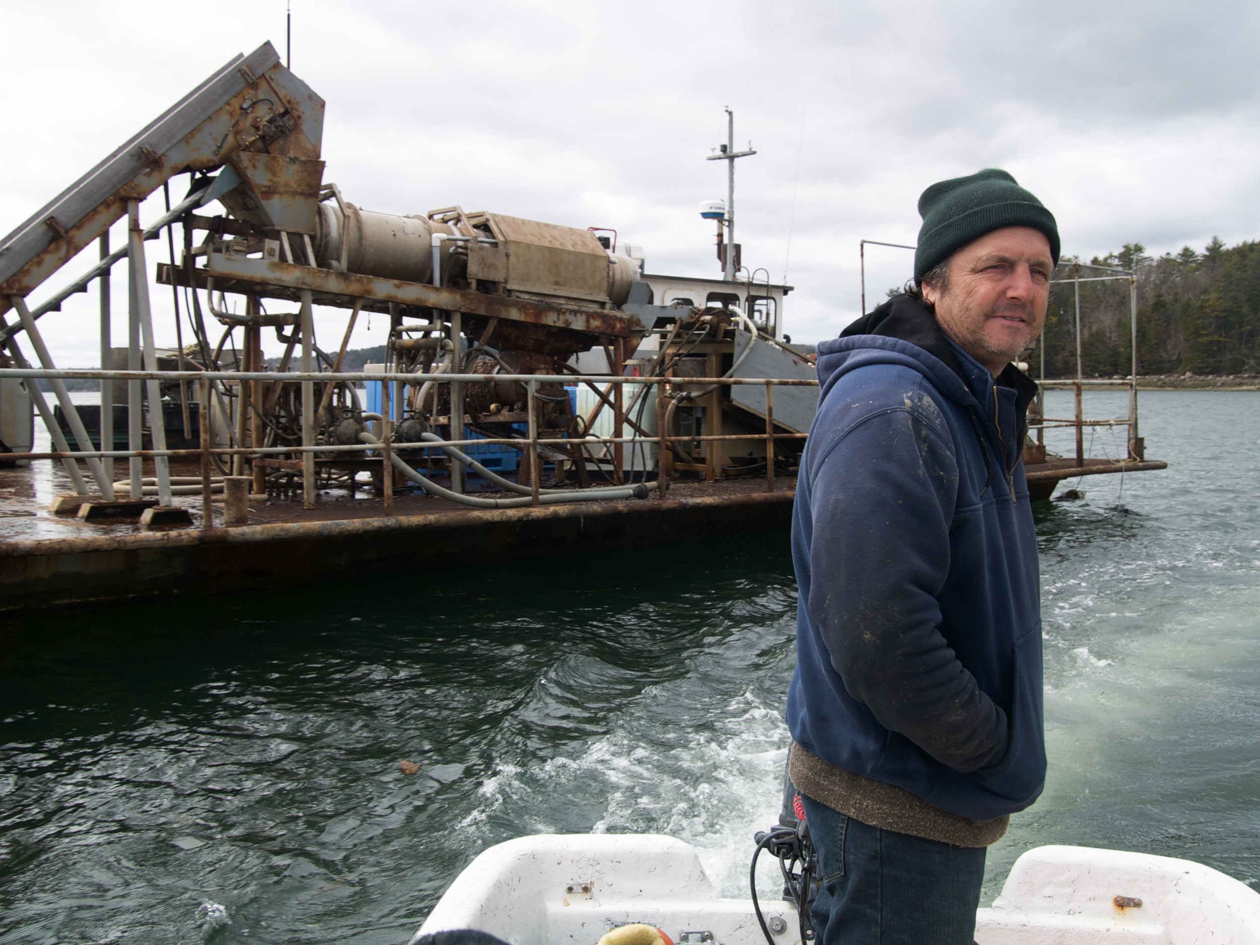  (04/04/09) Carter Newell, who holds a masters in oceanography and a PhD in marine biology farms mussels on the coast of Maine.&nbsp;“This is a good place for job creation,” he says. “You can create your own job. It [just] takes a little figuring out