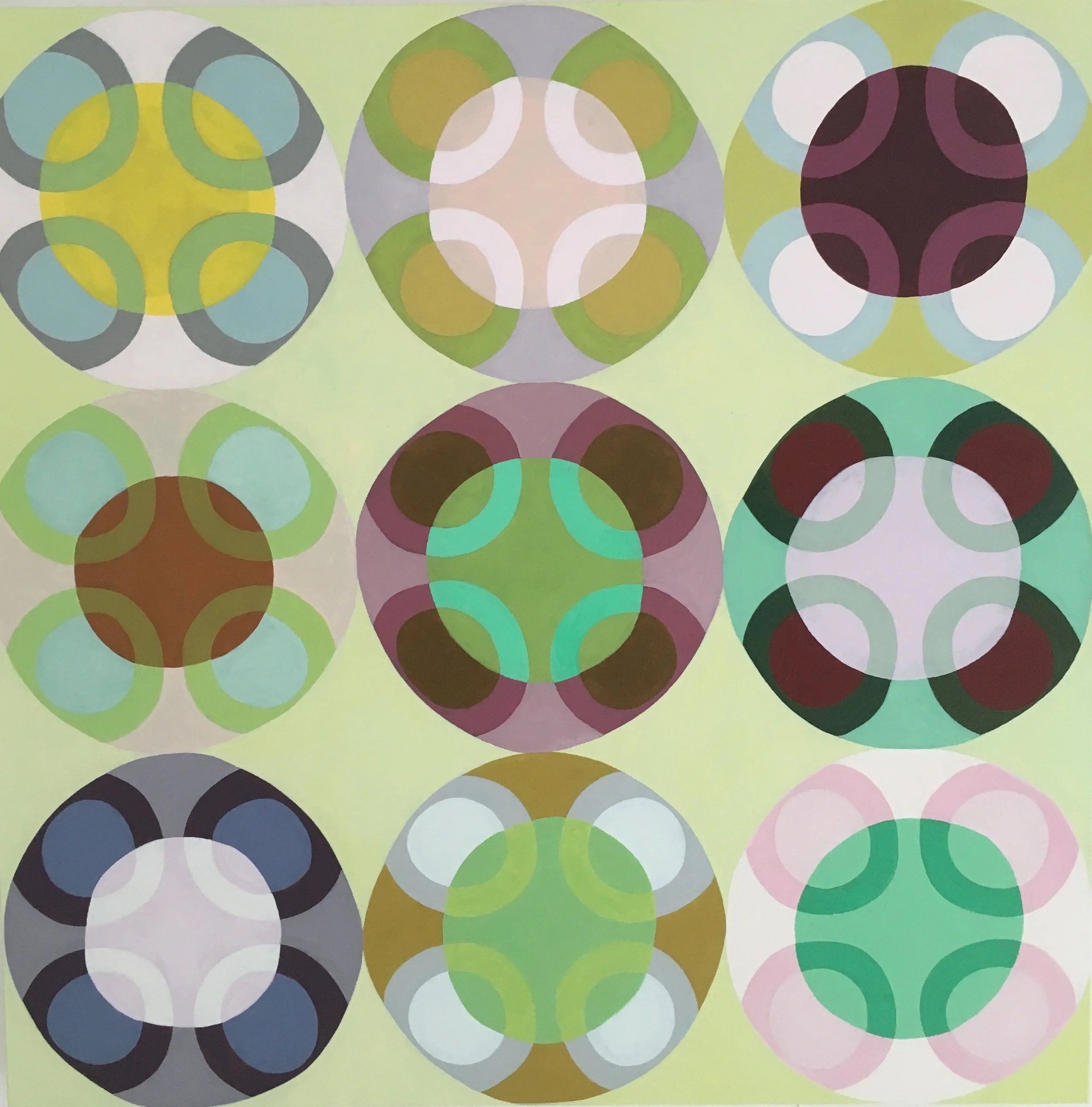 orbs 2, 2016, acrylic on canvas, 36" x 36"